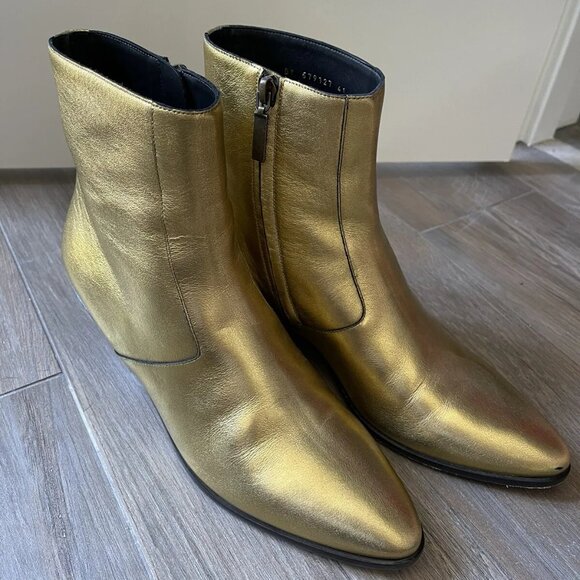 SAINT LAURENT West 45 Metallic Western Ankle Boot - Picture 6 of 16